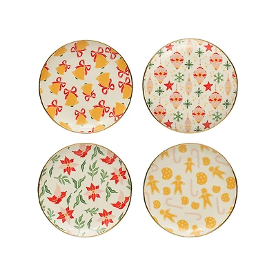 Hello Honey® 8" Round Stoneware Plate with Holiday Pattern Set