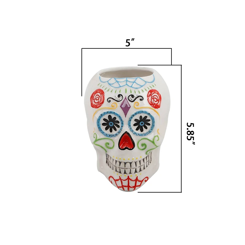 Flora Bunda Large Ceramic Skull Planter