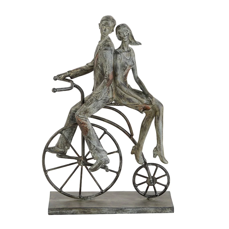 13" Gray Polystone Traditional Bicycle Sculpture