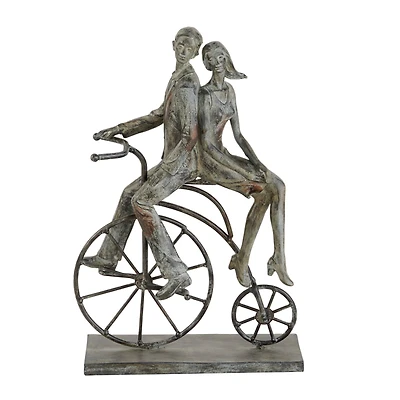 13" Gray Polystone Traditional Bicycle Sculpture