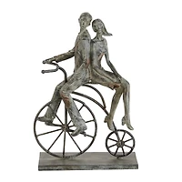 13" Gray Polystone Traditional Bicycle Sculpture