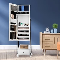 NEX™ 5ft. Pure White Jewelry Armoire on Casters with Chest Drawer