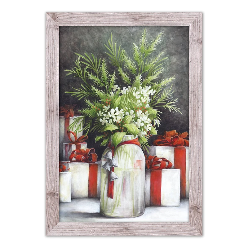 Christmas Flower Vase Western White Framed Print