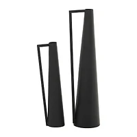 CosmoLiving by Cosmopolitan Black Metal Slim Vase with Handles Set of 2 22", 17"