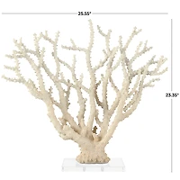 26" Cream Polystone Coral Sculpture with Clear Acrylic Base