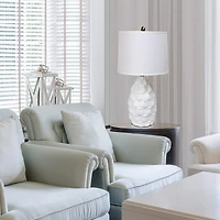 Elegant Designs White Table Lamp with Fabric Shade