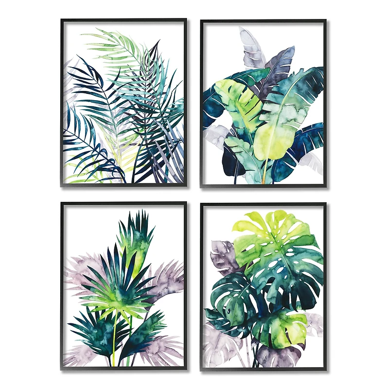 Stupell Industries Various Tropical Palm Plants Wall Art in Black Frames 4ct