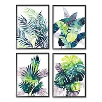 Stupell Industries Various Tropical Palm Plants Wall Art in Black Frames 4ct