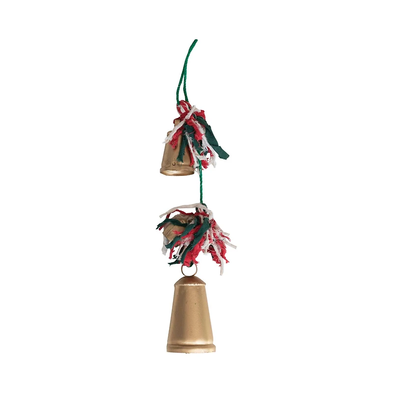 Hello Honey® 19" Hanging Metal Bells with Braided Cotton & Fabric Remnants Hanger