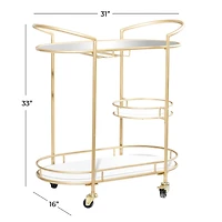 Gold Metal Contemporary Bar Cart, 33" x 31" x 16"