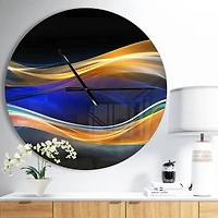 Designart 3D Gold & Blue Wave Design Modern Wall Clock