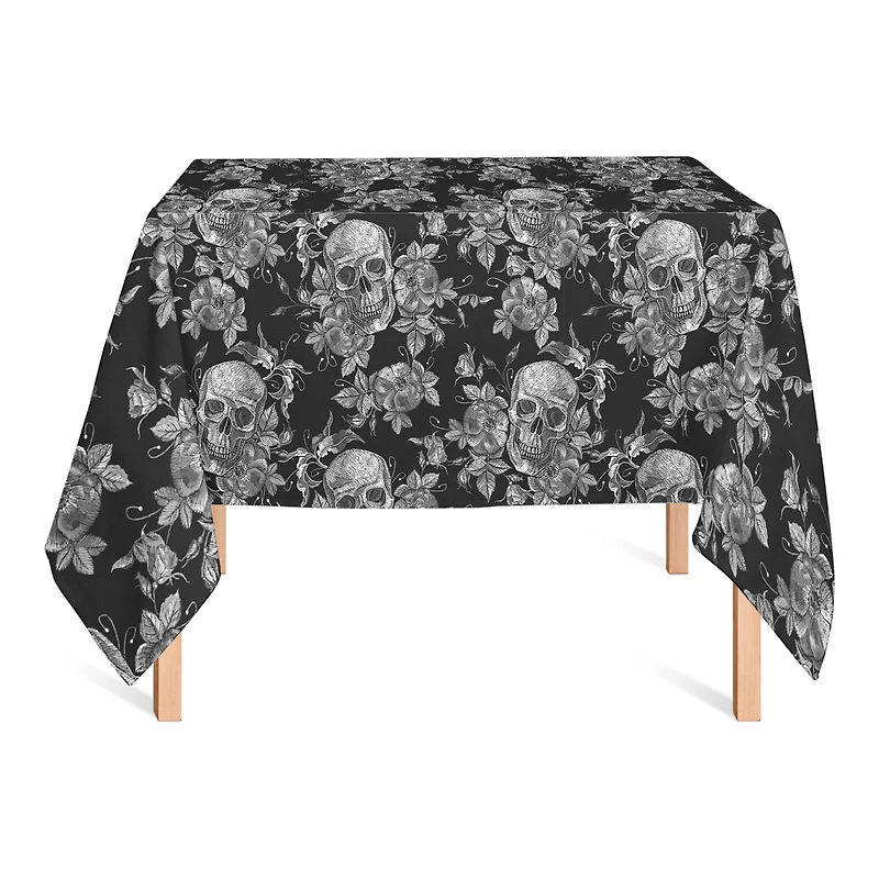 58" Floral Skulls Tablecloth