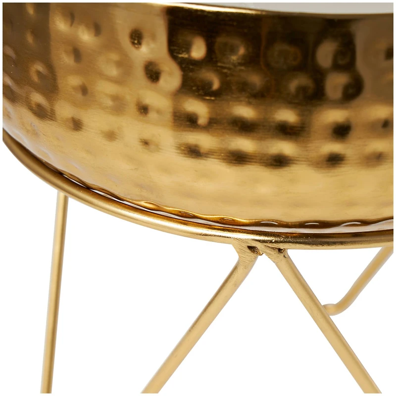 70oz. Roses in Paradise Scented White 4 Wick Candle in Gold Bowl with Tripod Stand