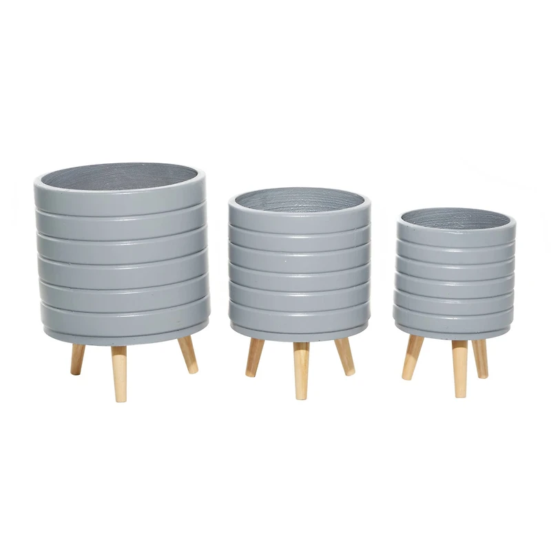 Set of 3 Grey MgO Contemporary Planter 14", 16", 18"