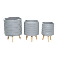 Set of 3 Grey MgO Contemporary Planter 14", 16", 18"