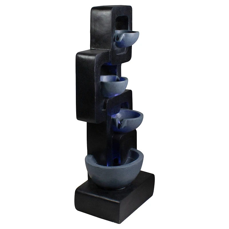 32" Black & Gray 4-tier Modern Outdoor Garden Water Fountain