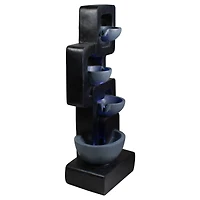 32" Black & Gray 4-tier Modern Outdoor Garden Water Fountain