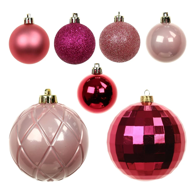 44 Pack 44mm & 120mm Pink Shatterproof Ball Ornaments by Ashland®