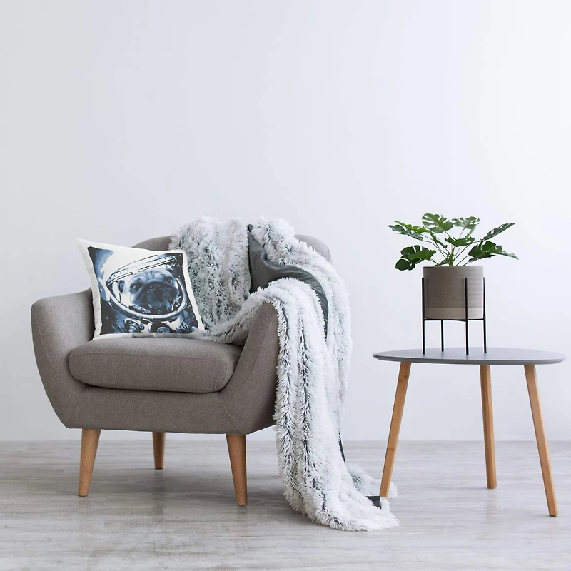 Stupell Industries Astronaut Pug Dog Outer Space Helmet Throw Pillow, 18" x 18"