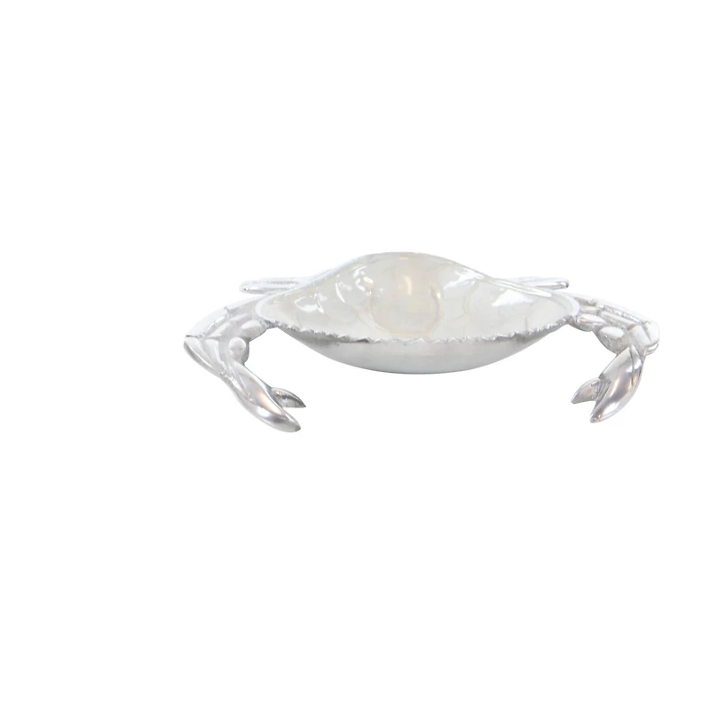 Set of 3 Silver Aluminum Coastal Serving Bowl, 11" x 1"