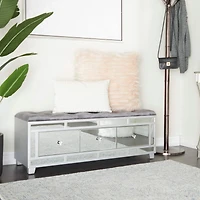 Grey Wood Glam Bench, 47" x 16" x 18"