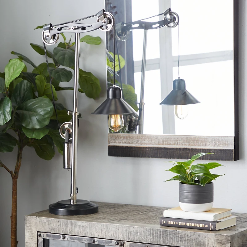 34" Black Metal Industrial Table Lamp