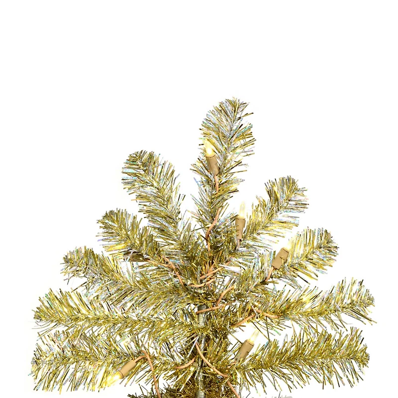 5.5ft. Pre-Lit Champagne Upside Down Artificial Christmas Tree, Warm White Dura-Lit® LED Lights