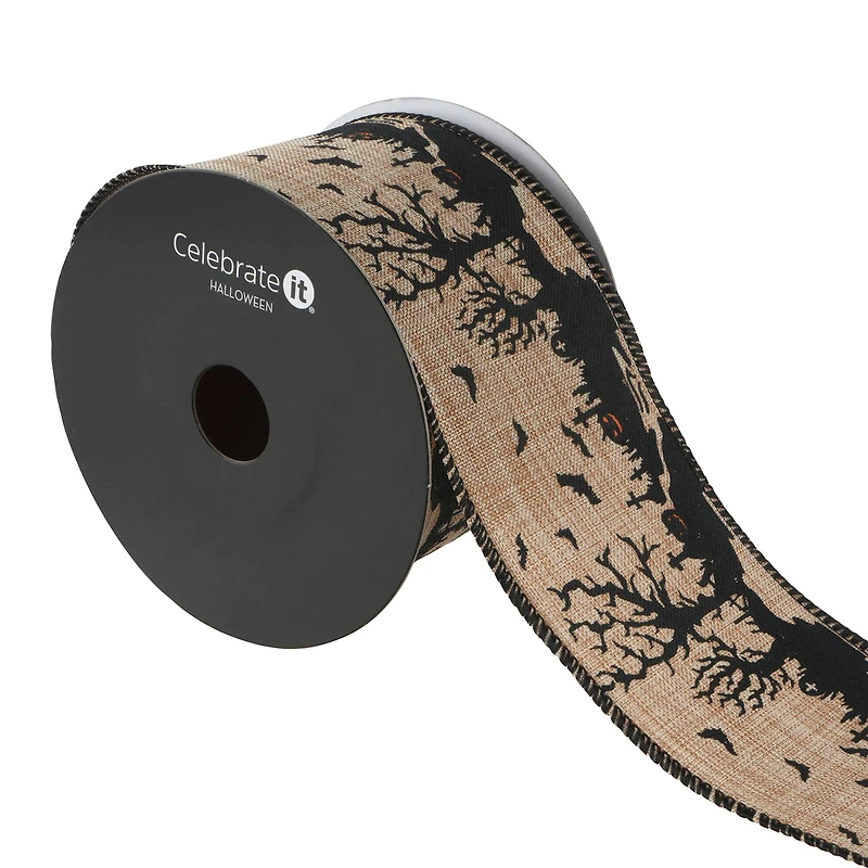 2.5" x 20ft. Graveyard Wired Faux Burlap Ribbon by Celebrate It® Halloween