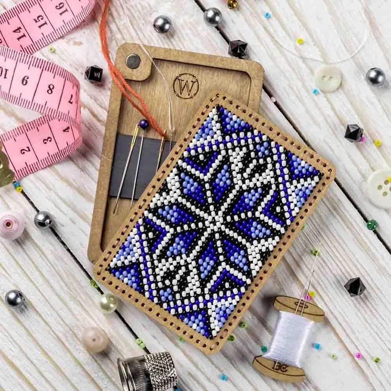 Wonderland Crafts Blue Bead Embroidery Needle Box Kit
