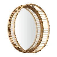The Novogratz Light Brown Bamboo Handmade Weaved Rattan Wall Mirror 21" x 5" x 21"