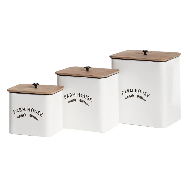 White Metal Farmhouse Canisters Set