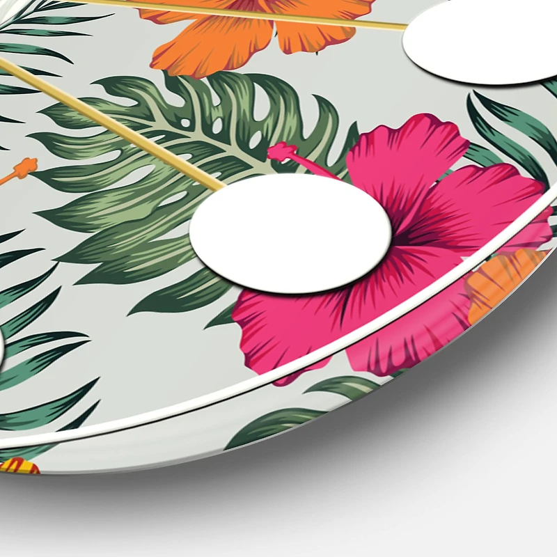 Designart 'Retro Tropical Leaves Iii Mid-Century Modern Wall Clock