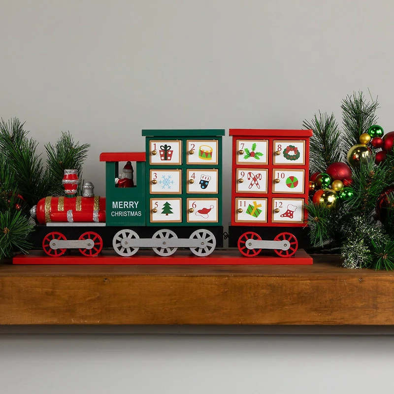 16.5" Locomotive Train Wood Christmas Advent Calendar