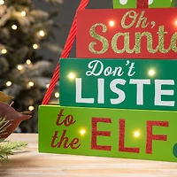 Glitzhome® 12" Lighted Wooden Christmas Gift Block Table Décor