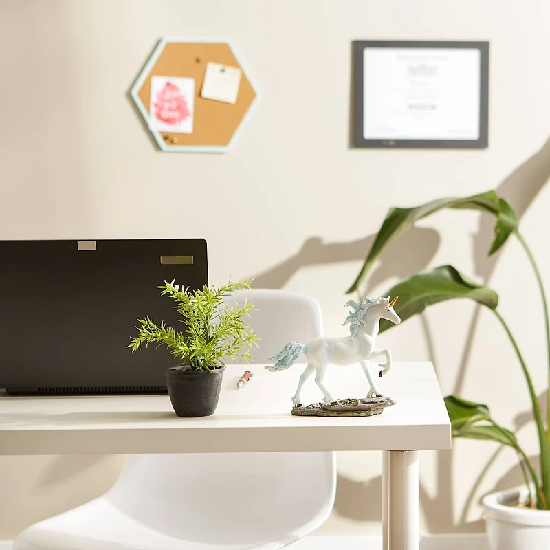 White Unicorn Figurine Blue and White 7.5" x 2.25" x 6.5