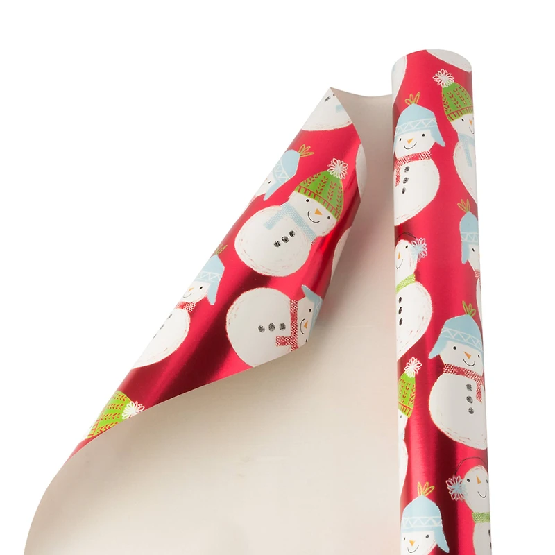 JAM Paper Cozy Snowmen Gift Wrap