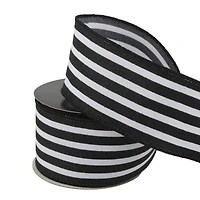 2.5" x 20ft. Black & White Stripes Wired Ribbon by Celebrate It® Halloween