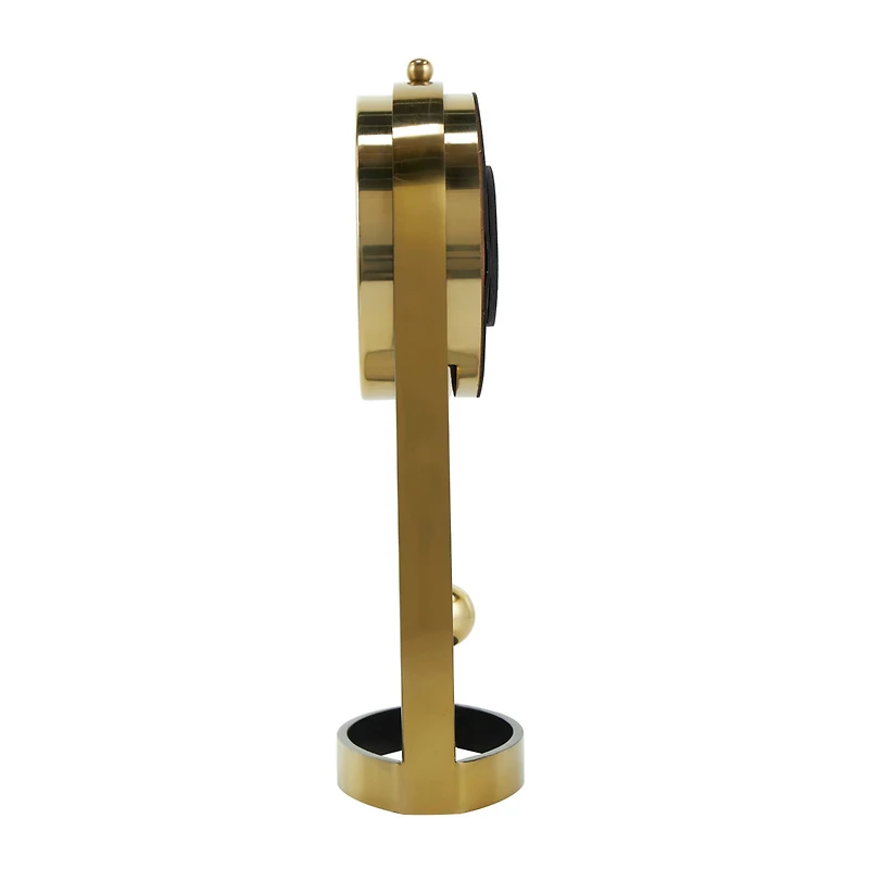15" Gold Aluminum Tall Clock with Swinging Ball Pendulum