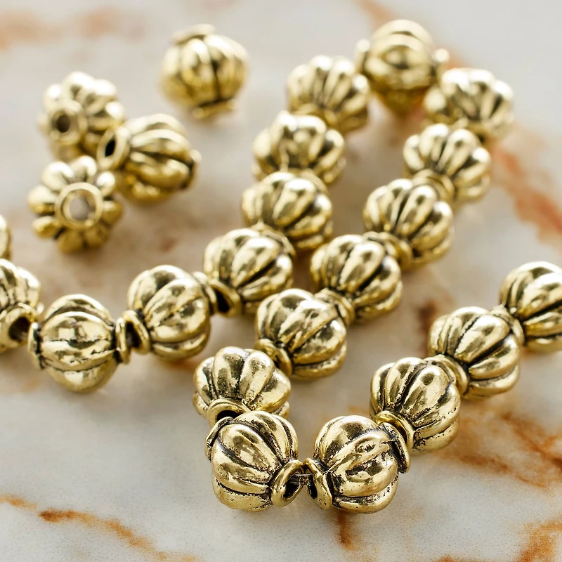12 Pack: Gold Metal Lantern Beads, 8mm by Bead Landing™