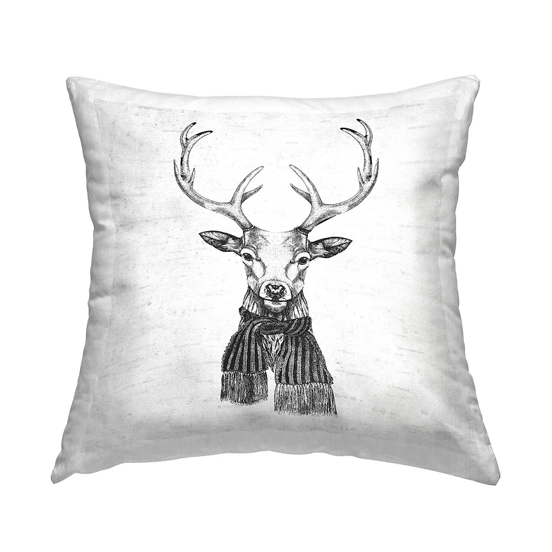 Stupell Industries Winter Deer Wearing Scarf Throw Pillow