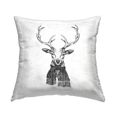 Stupell Industries Winter Deer Wearing Scarf Throw Pillow