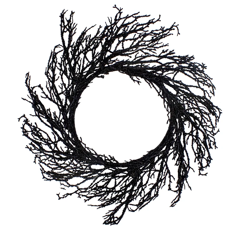 24" Black Halloween Twig Wreath