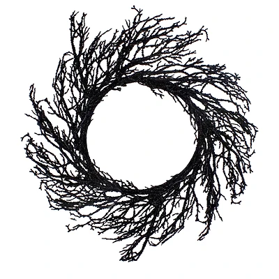 24" Black Halloween Twig Wreath