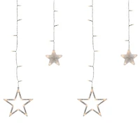 138ct. Clear LED Star Drop Window Curtain Christmas Lights with Clear Wire