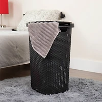 Mind Reader 60L Ventilated Slim Laundry Hamper with Cut Out Handles & Attached Hinged Lid