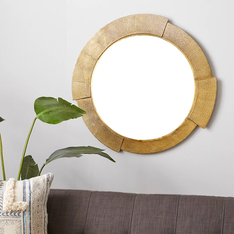 36" Gold Aluminum Contemporary Round Wall Mirror