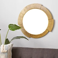 36" Gold Aluminum Contemporary Round Wall Mirror