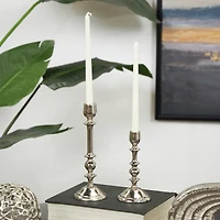 Silver Metal Candle Holder Set