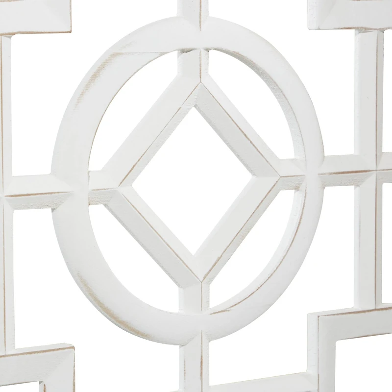 White Wood Farmhouse Room Divider Screen, 72" x 54" x 1"