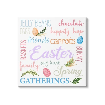 Stupell Industries Festive Easter Activity Sign Patterned Eggs Motif Canvas Wall Art